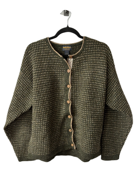 Woolrich Knit Cardigan Green Textured Button Up Cottagecore Grandpa Core